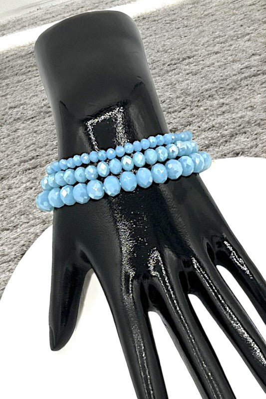 Faceted Glass Bead Stretch Bracelet Set