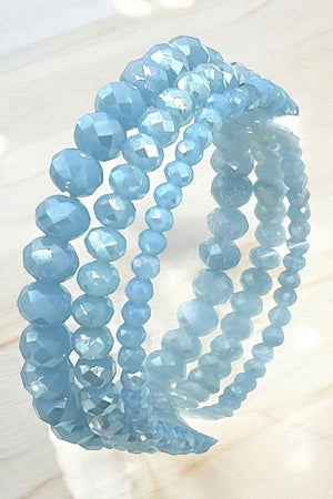 Faceted Glass Bead Stretch Bracelet Set