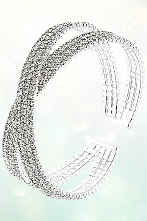 CROSSED RHINESTONE PAVE FLEX BRACELET