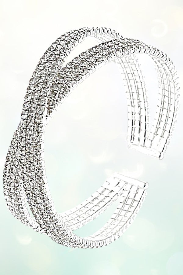 CROSSED RHINESTONE PAVE FLEX BRACELET