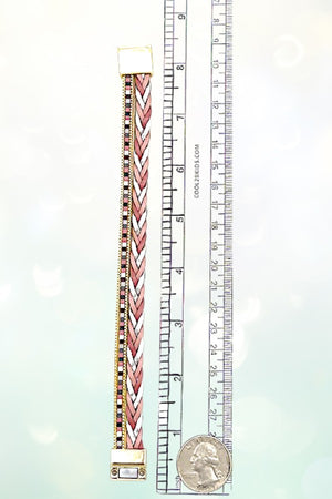 BRAIDED MULTI TONE CHAIN ACCENT BRACELET