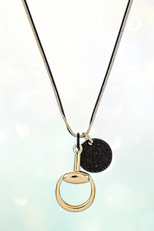 WESTERN SNAFFLE ROUND PENDANT LONG DOUBLE STRING NECKLACE