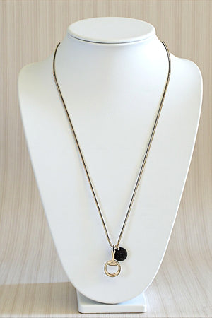 WESTERN SNAFFLE ROUND PENDANT LONG DOUBLE STRING NECKLACE