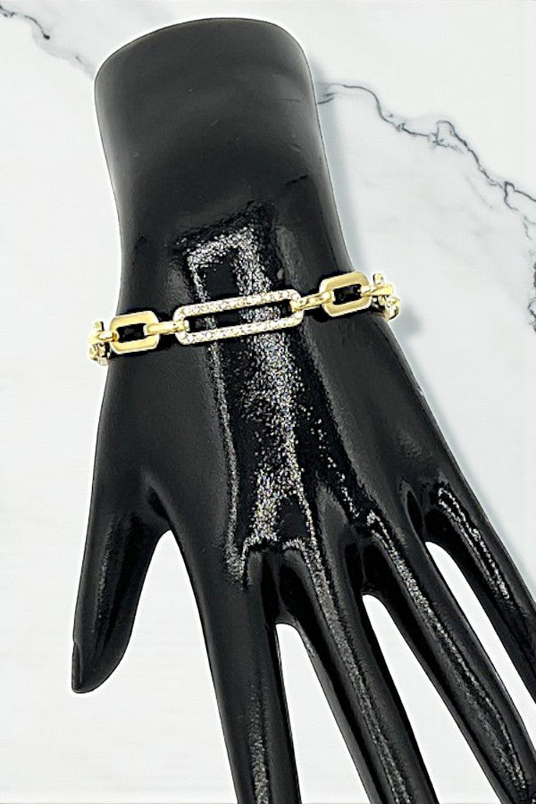 RHINESTONE PAVE CHAIN LINK BRACELET