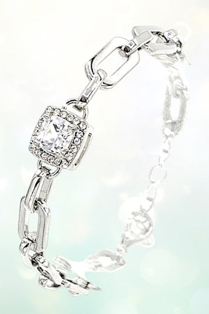 SQUARE CRYSTAL GEM ACCENT CHAIN BRACELET