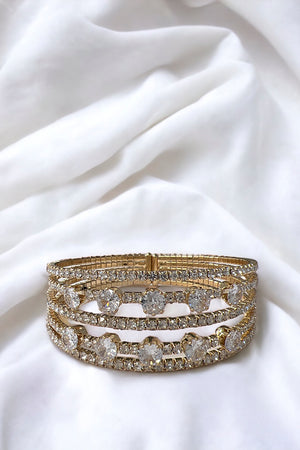 Crystal Gem Rhinestone Pave Multi Row Bracelet