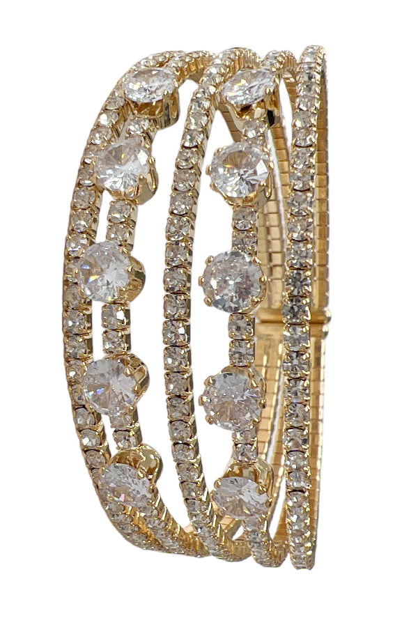 Crystal Gem Rhinestone Pave Multi Row Bracelet