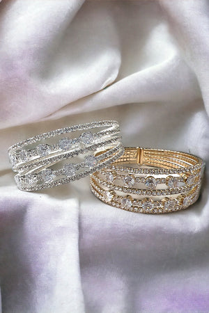 Crystal Gem Rhinestone Pave Multi Row Bracelet