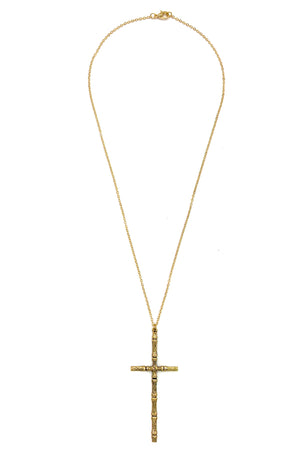 Bamboo Cross Detail Pendant Necklace