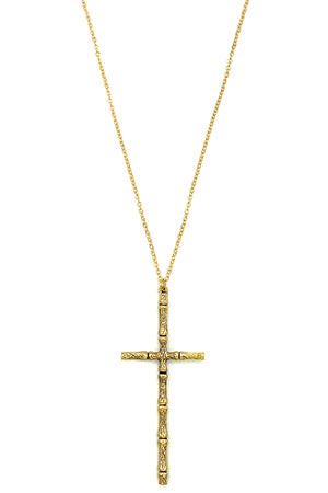 Bamboo Cross Detail Pendant Necklace