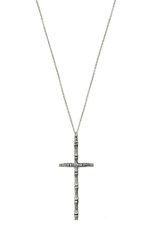 Bamboo Cross Detail Pendant Necklace