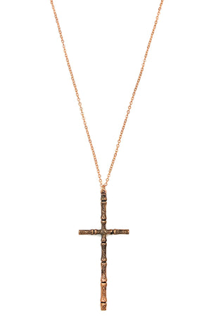 Bamboo Cross Detail Pendant Necklace