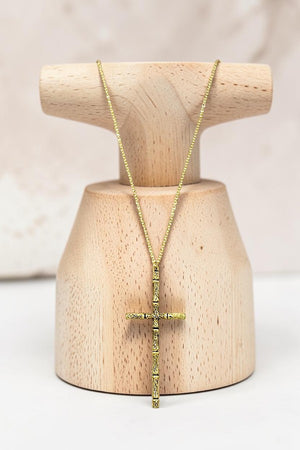 BAMBOO DETAILED CROSS PENDANT NECKLACE