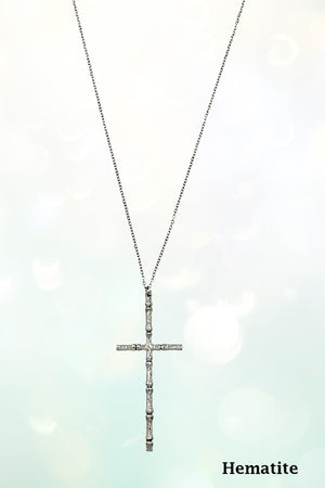 BAMBOO DETAILED CROSS PENDANT NECKLACE