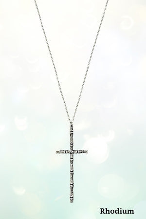 BAMBOO DETAILED CROSS PENDANT NECKLACE