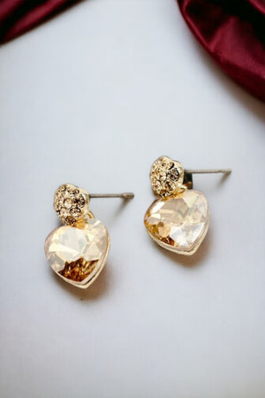 Faceted Heart Gem Link Drop Earring