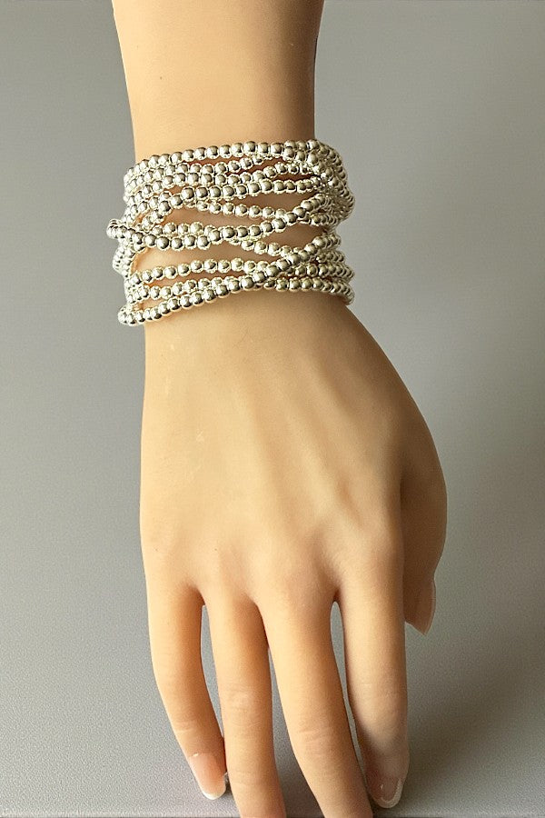 BALL BEAD 10 STRAND STRETCH BRACELET SET