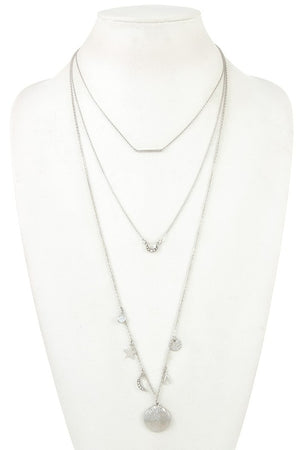 MULTI LINK DANGLE PENDANT LAYERED NECKLACE