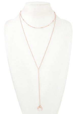 BEAD CHAIN CURVED PENDANT LONG NECKLACE