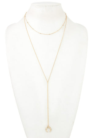 BEAD CHAIN CURVED PENDANT LONG NECKLACE