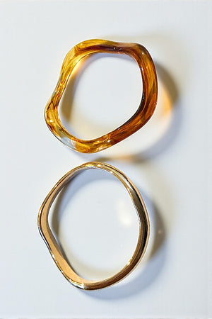 WAVY TORTOISE AND GOLD 2 PIECE BANGLE SET