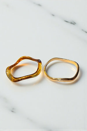 WAVY TORTOISE AND GOLD 2 PIECE BANGLE SET