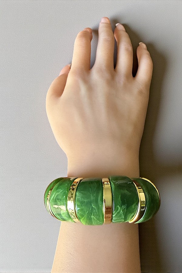 MARBLED NUGGET LINK STRETCH BANGLE BRACELET