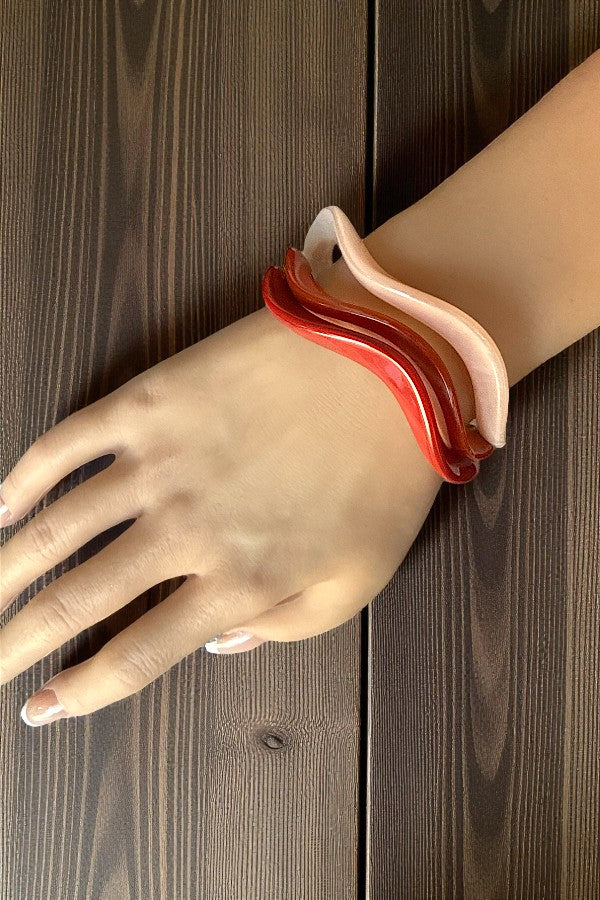 ACRYLIC WAVY 3 PIECE BANGLE BRACELET SET