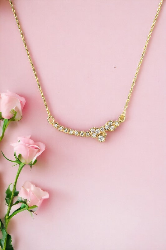 Cubic Zirconia Bow Pendant Necklace