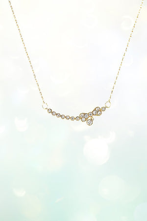 CZ GEMSTONE PAVE BOW PENDANT NECKLACE