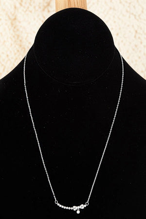 CZ GEMSTONE PAVE BOW PENDANT NECKLACE