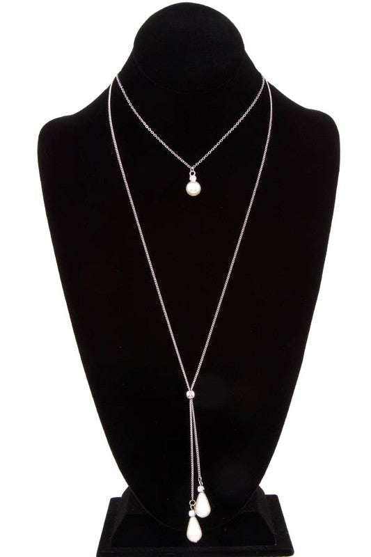 PEARL DROP LARIAT NECKLACE