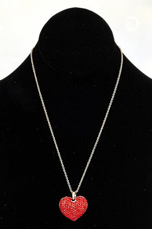 GEM PAVE PUFFED HEART PENDANT NECKLACE