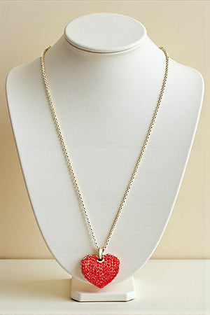 GEM PAVE PUFFED HEART PENDANT NECKLACE