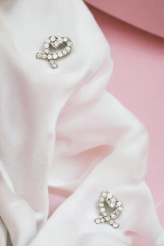 Rhinestone Heart Post Earring