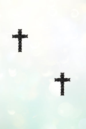 RHINESTONE PAVE CROSS SMALL STUD EARRING