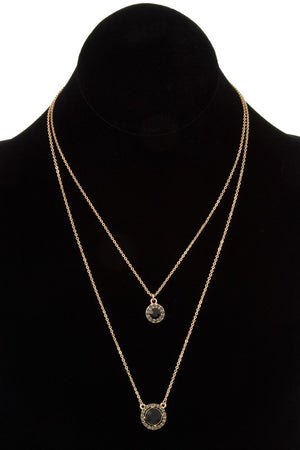 DOUBLE GEM FRAMED PENDANT NECKLACE