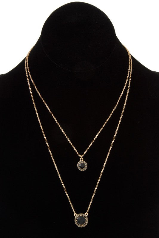 DOUBLE GEM FRAMED PENDANT NECKLACE