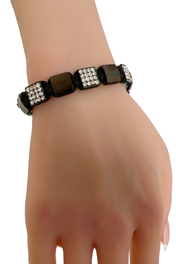 Metal Rhinestone Accent Cord Bracelet