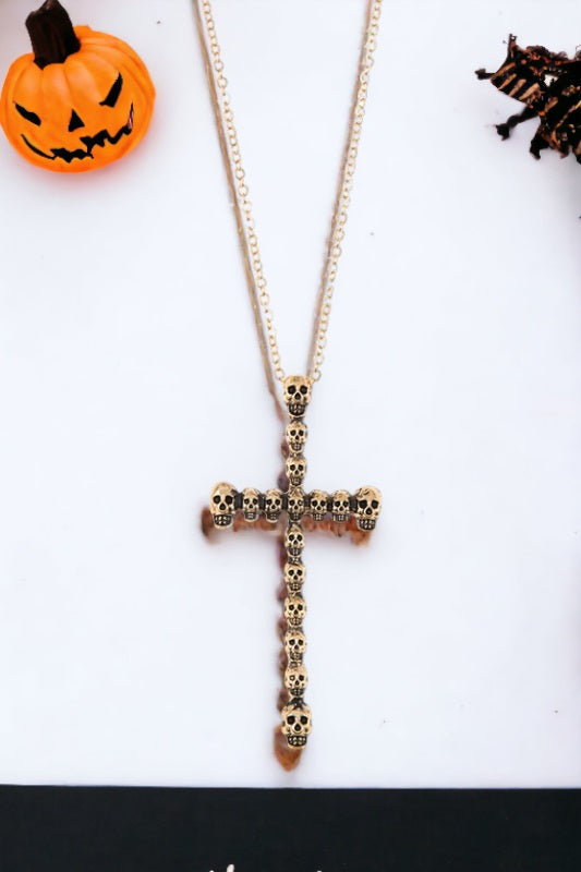 Skeleton Cross Pendant Necklace