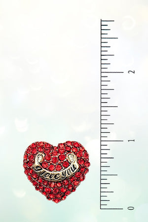 I LOVE YOU ETCHED HEART GEM PAVE POST EARRING