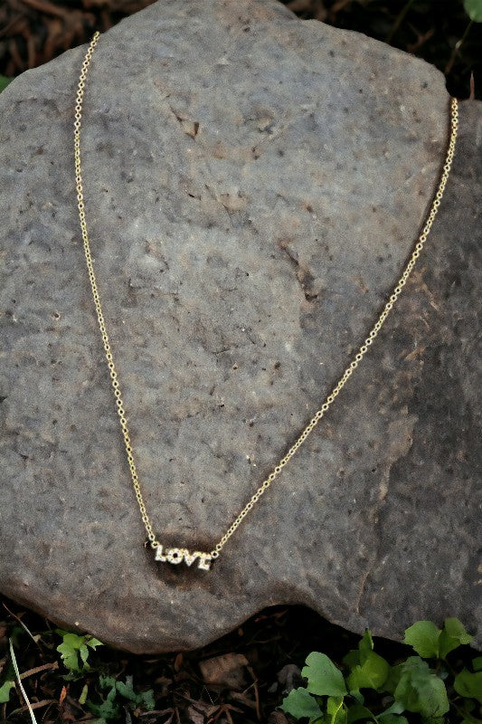Gem Pave Love Pendant Necklace