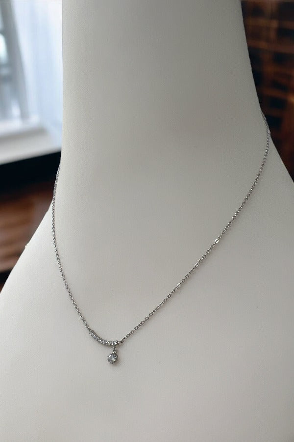 Curved Cubic Zirconia Pendant Necklace