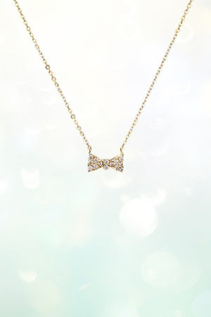 CZ STONE BOW PENDANT NECKLACE