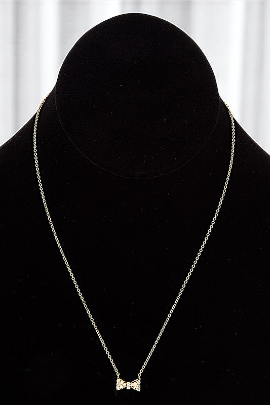 CZ STONE BOW PENDANT NECKLACE