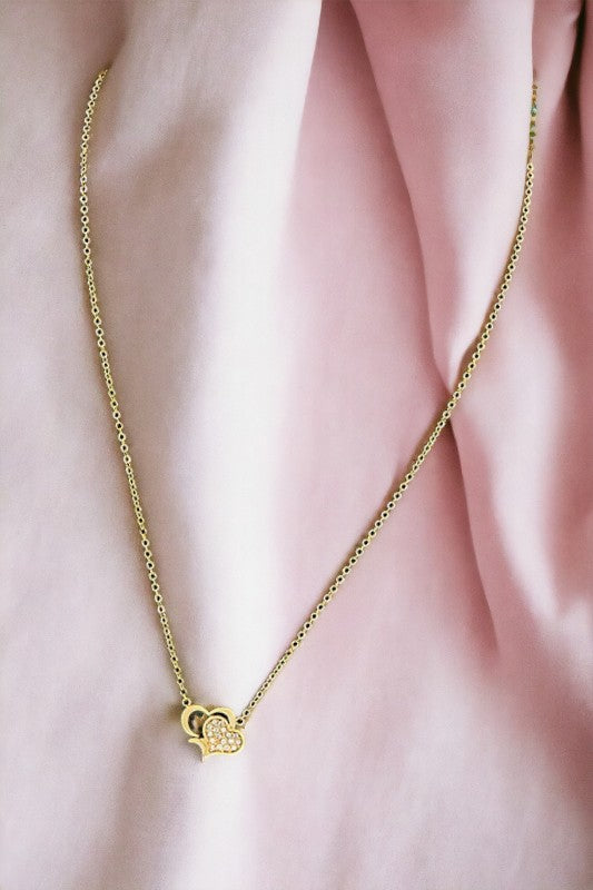 Double Heart Pendant Necklace