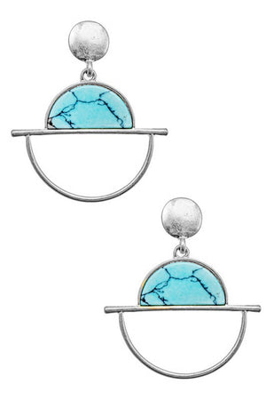 HALF GEM ACCENT DANGLE EARRING