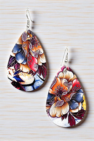 MIX FLORAL PRINT TEARDROP EARRING