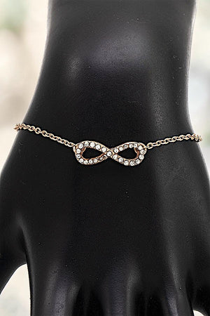RHINESTONE PAVE INFINITY CHARM DELICATE CHAIN BRACELET