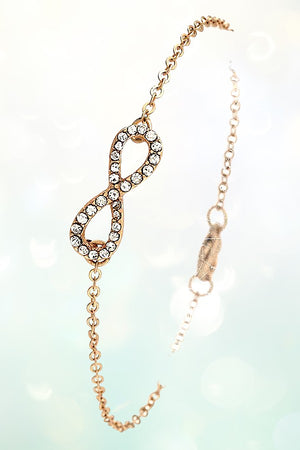 RHINESTONE PAVE INFINITY CHARM DELICATE CHAIN BRACELET